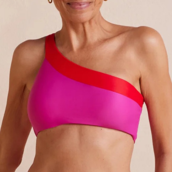 summersalt Other - Summersalt The Sidestroke One Shoulder Bikini Top in Hibiscus/Lava SZ 6 NWT